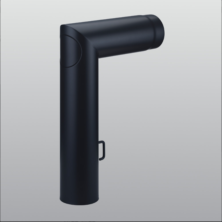 Winkelbogen 90° lang, mit Tür, schwarz-metallic (UHT), , Ø 150 mm